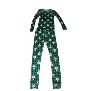 Cat & Jack Girls Green Plaid Bear Fleece Pajama Pants S 6  Bear and plaid print
